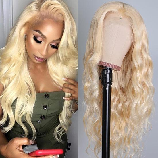 9A Grade 613 Honey Blonde Body Wave 12-24 Inches Lace Front Virgin Human Hair Wigs