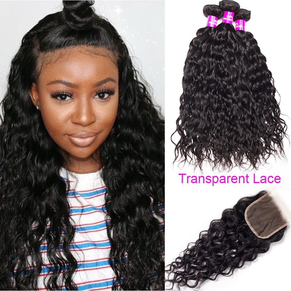Brazilian Water Wave with Transparent Lace Closure