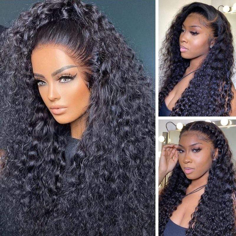 Natural Water Wave 13x4 Lace Frontal Wigs Virgin Human Hair Wigs 150% Density