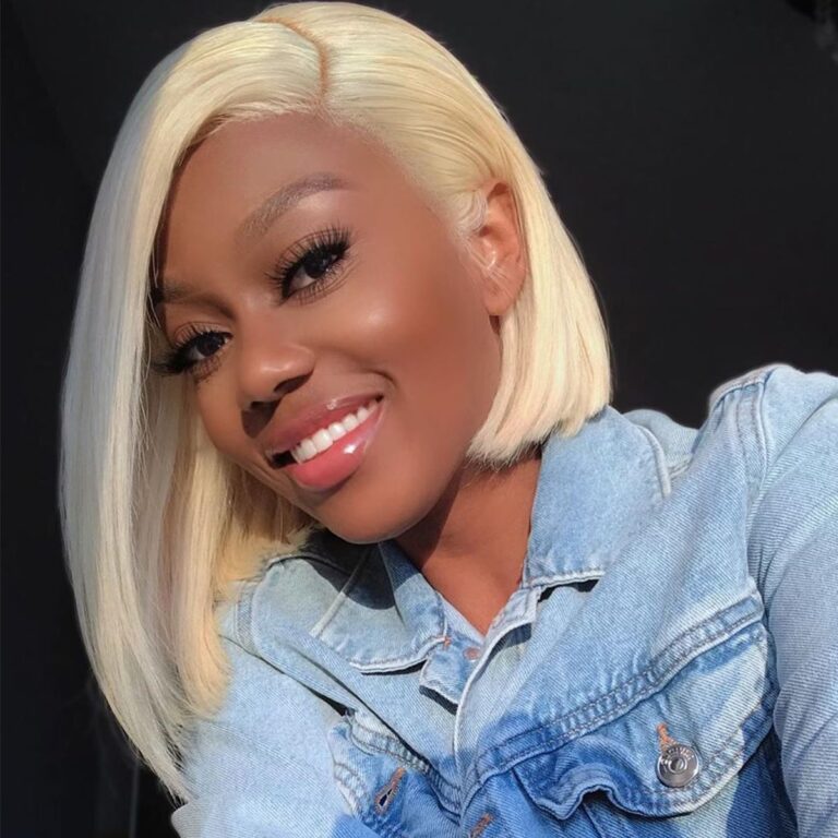 Color 613 Blonde Straight Human Hair 13×6 Lace Front Short Bob Wigs