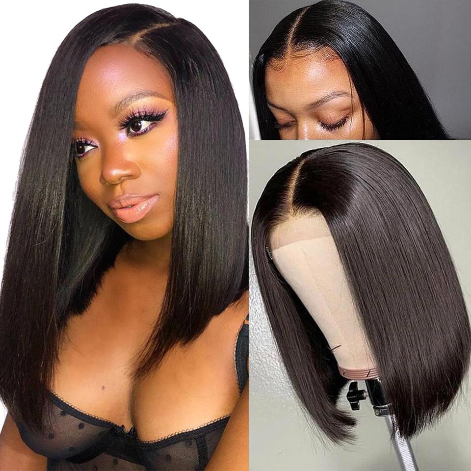 9A 13*4 150% density Straight Short Bob Wig Lace Front Human Hair Wigs For Black Women