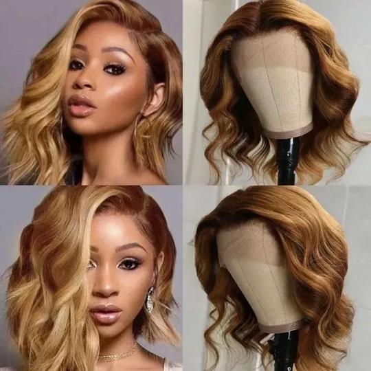 13x4 Lace Front Wigs Human Hair New Honey Blonde Ombre Color Lace Frontal Wig with Pre Plucked Baby Hair