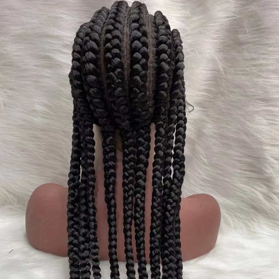 Wholesale braided wigs for black women full lace wig vendor synthetic braided long braided full lace wigs with baby hair