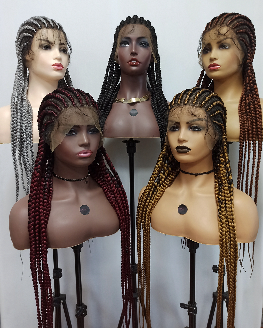 Braided Lace Front Wig African Glueless Box Braids Wig Tresse Cornrow Baby Hair Remy Lace Braided Wig For Black Women