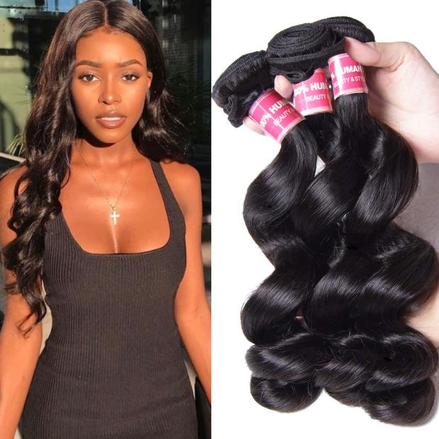Brazilian Loose Wave Virgin Hair Weave 3 Bundles Unprocessed Human Hair Extensions