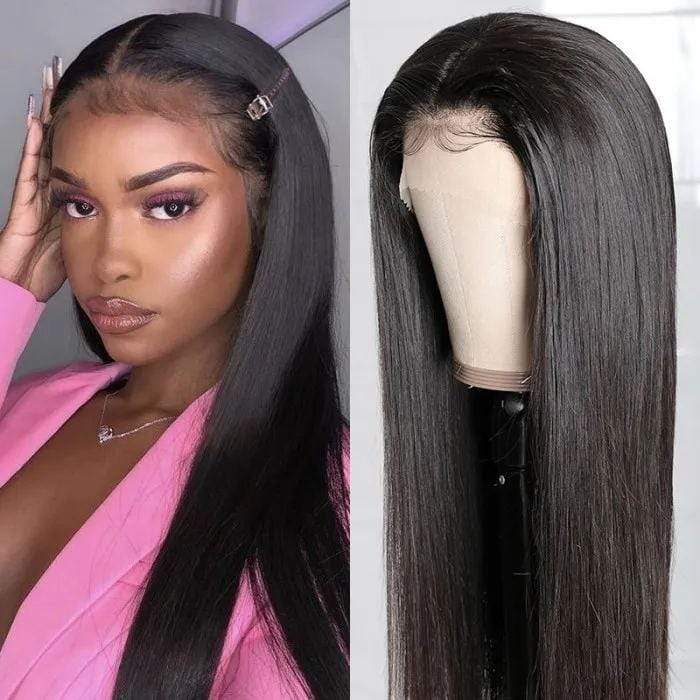 Straight Lace Frontal Wigs 13x5x0.5 T Part Lace Part Wigs Hand Tied Human Hair Wigs 150% Density