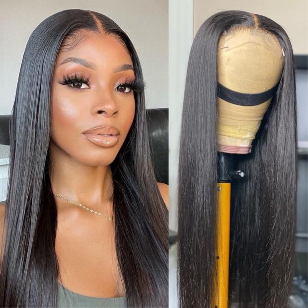 Silk Straight Hair 4x4 Lace Closure Wigs Remy Human Hair Wigs 150% Density Youth Series