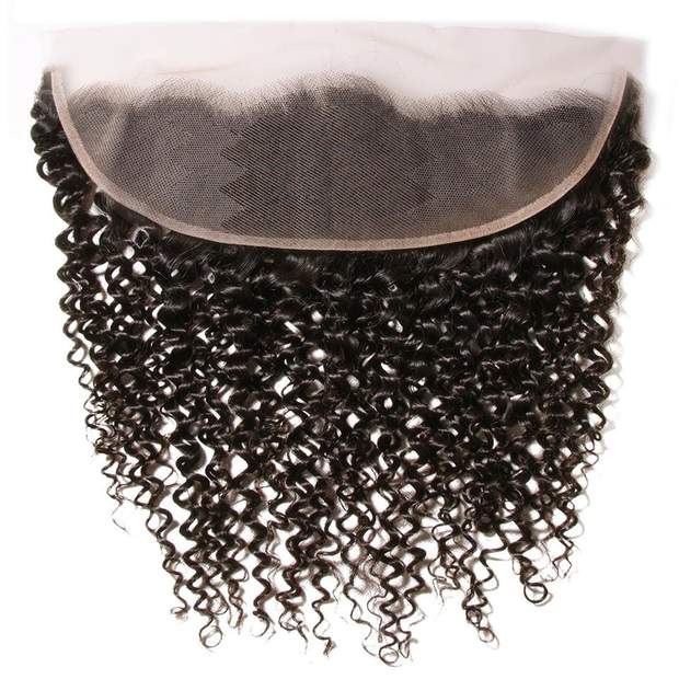 8A Curly Hair Transparent Lace Frontal 13x4 Brazilian Virgin Human Hair Ear to Ear Frontal