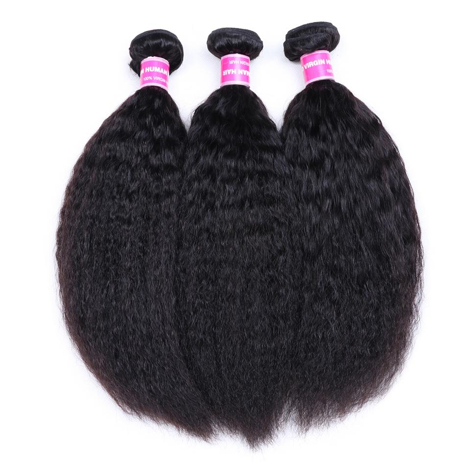 3 Bundles Brazilian Kinky Straight Human Hair Weft Deals on Sale 100% Human Bundles