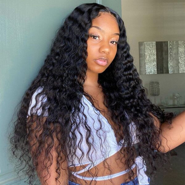 13×6 Lace Front Wig Deep Wave Curly Virgin Human Hair Wigs 180% Density
