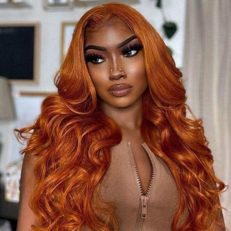Cinnamon Orange Ginger Colored Body Wave Lace Front Wig Human Hair Beauty Must Haves