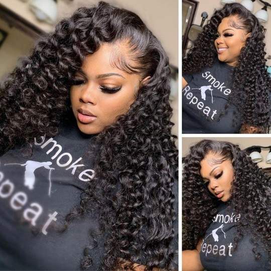 Fumi Bouncy Curly 13x4 Lace Front Wigs Pre Plucked Bleached Knots Human Hair Wigs