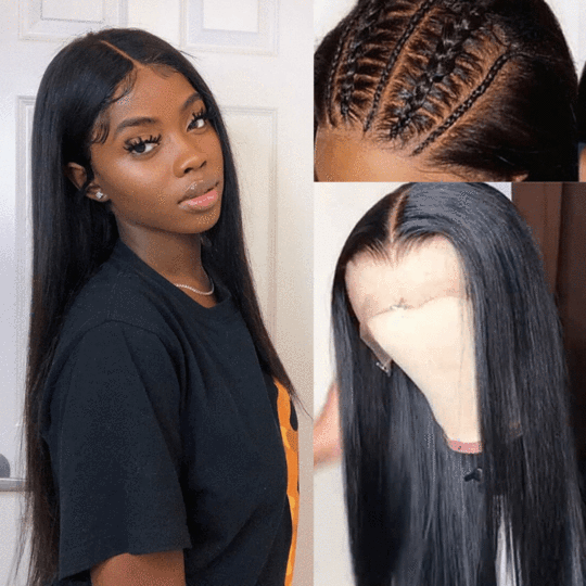 9A Fake Scalp Undetectable Glueless Brazilian Straight Lace Wig, Preplucked Invisible 13*4 Lace Frontal Wigs Human Hair
