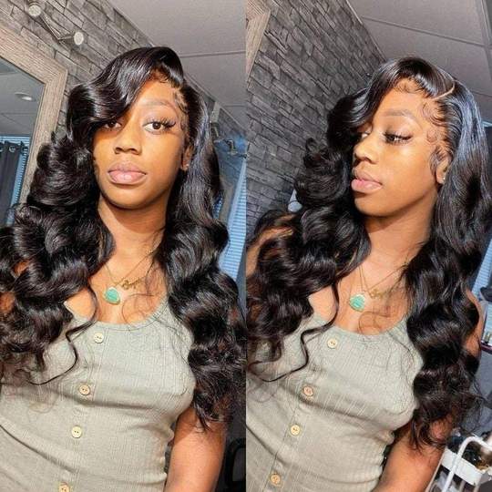 Thick Body Wave 13x4 Lace Front Wigs Voluminous Bouncy Curls 100% Human Hair Wigs Blanched Knots