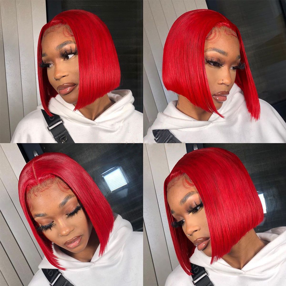 Colored Red Wine Straight Hair Bob Wigs