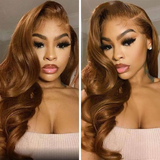 Brown Color Lace Frontal Wig Body Wave Virgin Human Hair Lace Wigs For Women