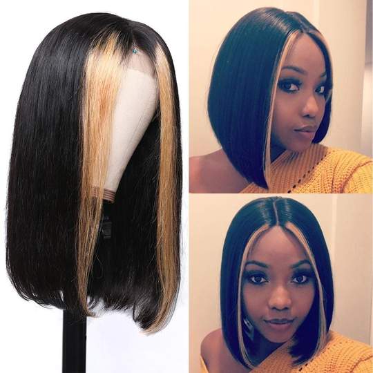 9A Grade Brazilian Straight Wig with Highlight tl27 13×4 Short Human Hair Lace Front Wigs 150%/180% Density