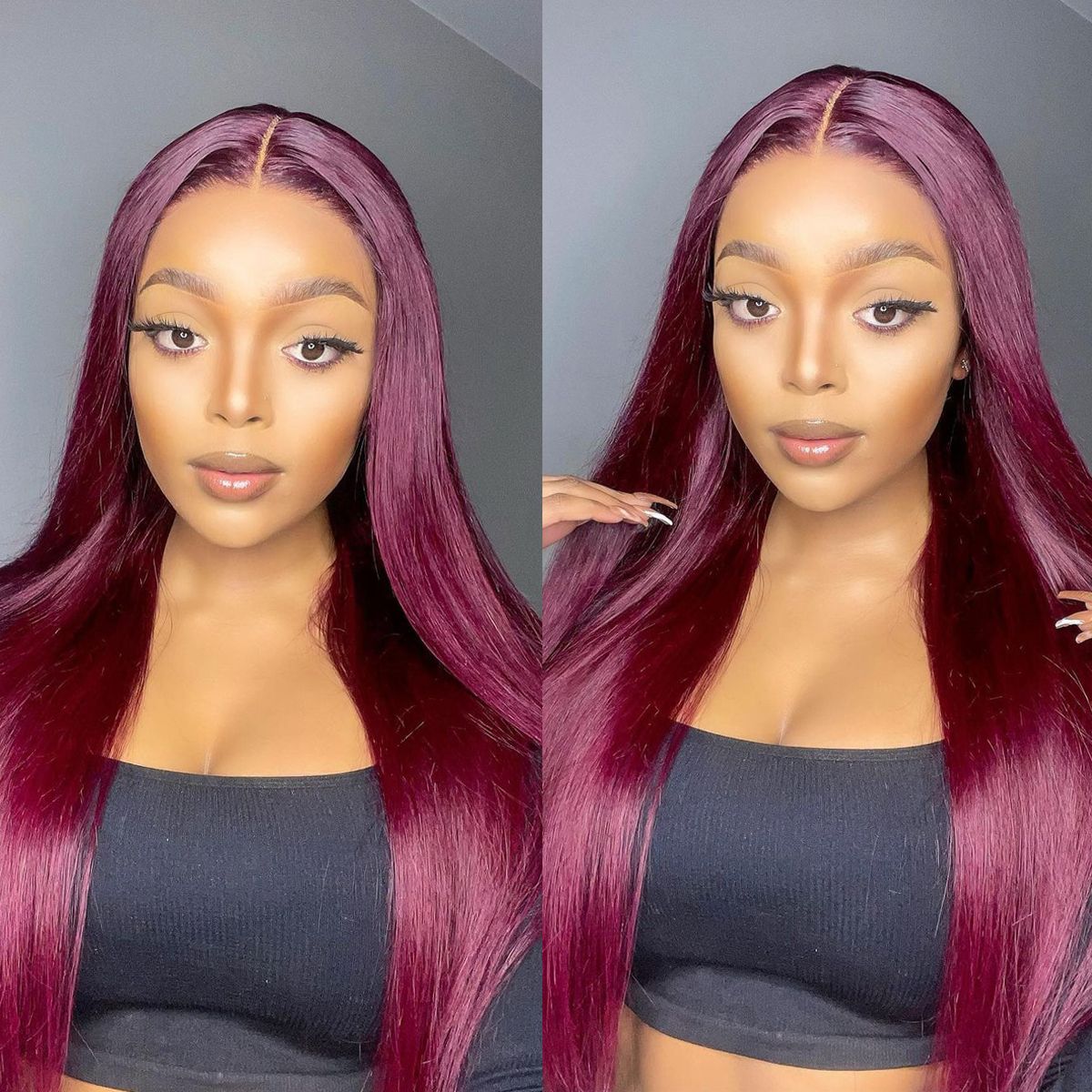 99J Color Burgundy Straight Hair 5×5 Lace Closure Wig