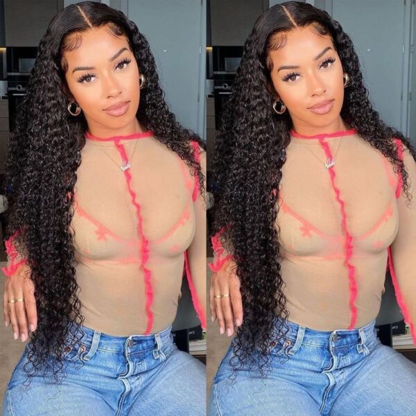 6×6 Pre Plucked Curly Weave Lace Front Wigs Virgin Human Hair Lace Closure Wigs for Full Head 180% Density