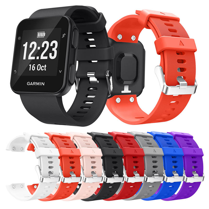 Multi Colors with Silver or Black Metal Buckle Soft Silicone Replacement Band Wristband for Forerunner 35 Smart Watch Veezoom Band Compatible with Garmin Forerunner 35 