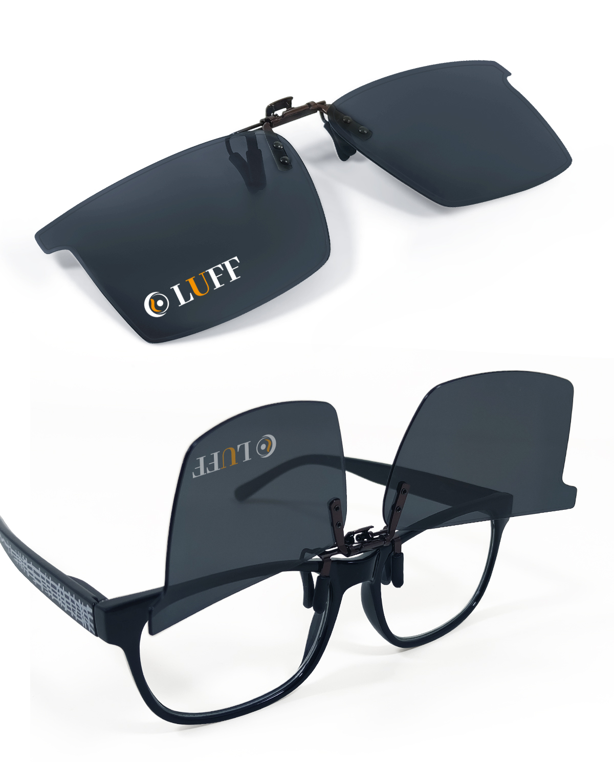 LUFF Polarized Clip-On Sunglasses for Men/Women Flip Up over Eyeglasses Glasses Anti-Glare UV400 Protection for Driving