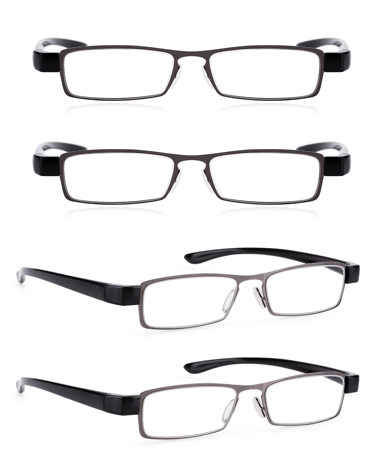 LUFF 4-pack reading glasses for women men comfort classic design Anti-blue readers with spring hinge lightweight women computer eyeglasses