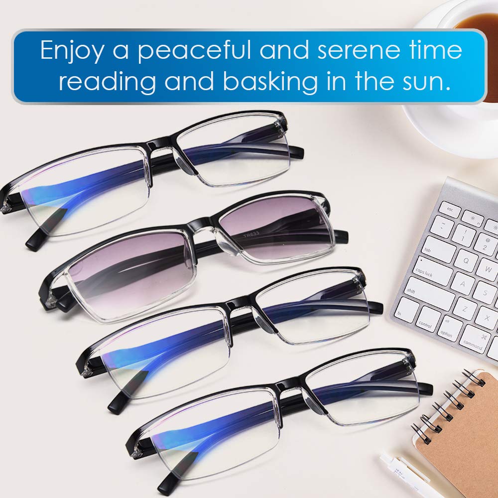 Luff 4pcs Anti Blue Ray Reading Glasses Portable Ultra Light Readers