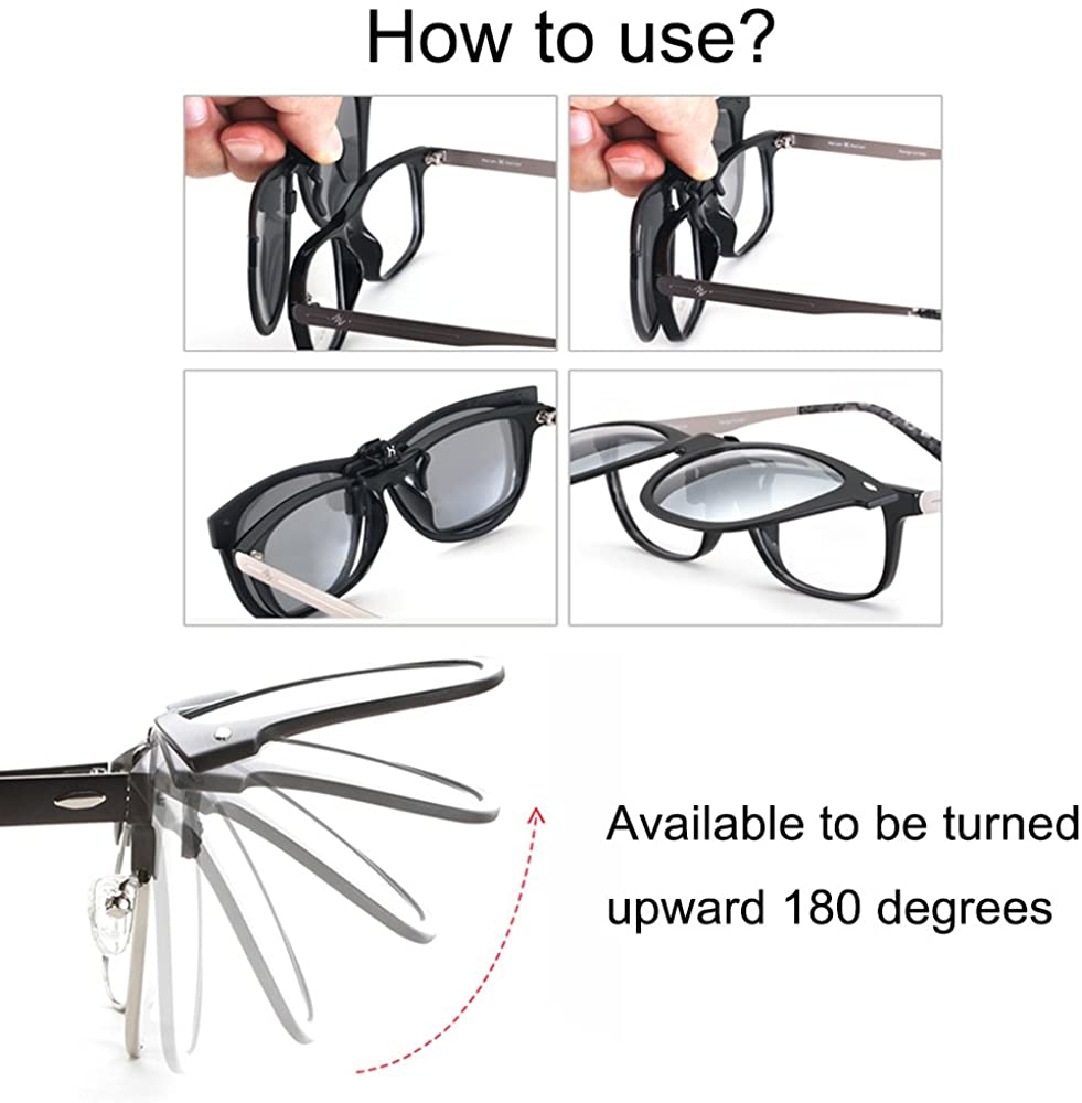 Polarization ClipOn Sunglasses Clips Flip up Myopic Sunglasses for