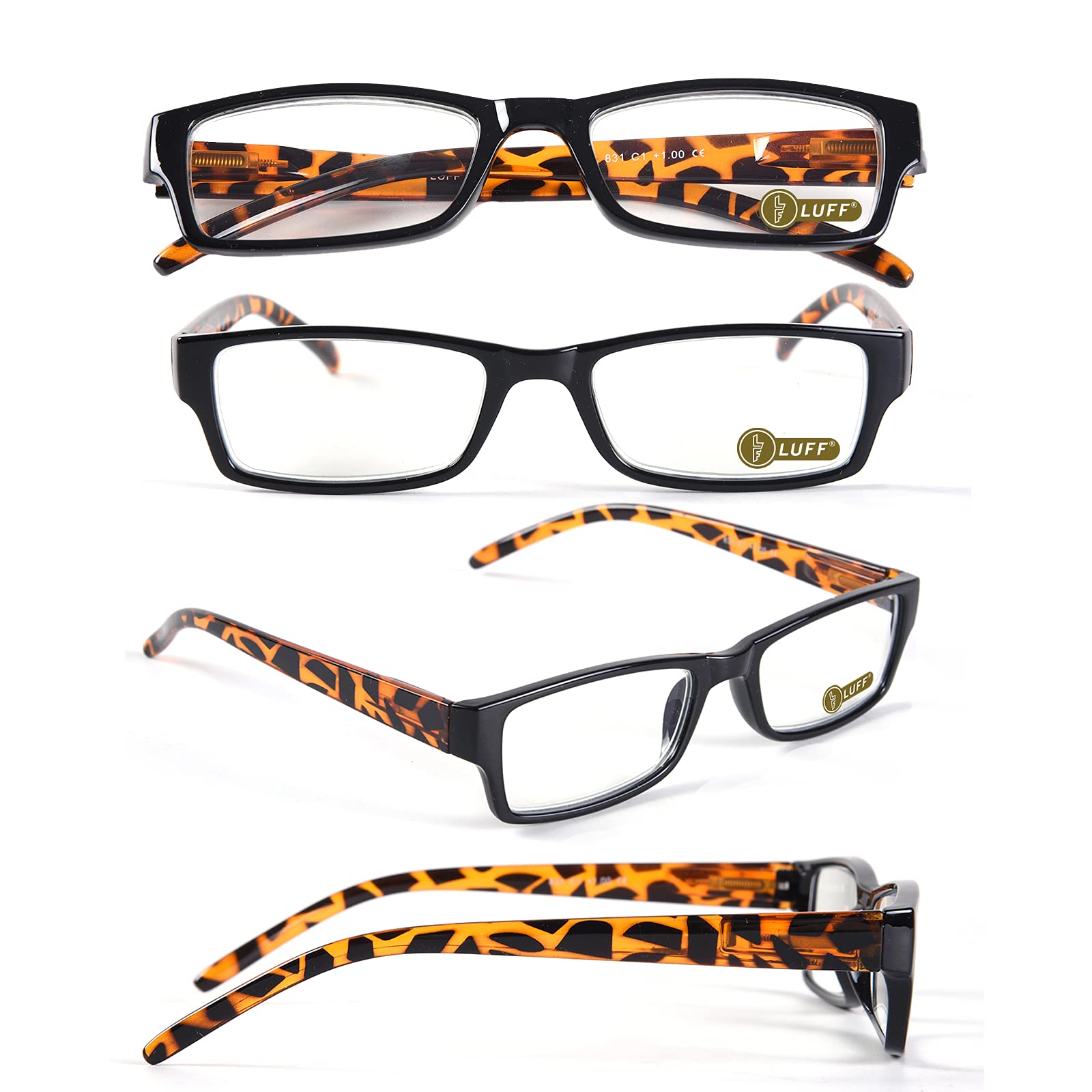 LUFF 4PACK Anti-Blue-Light Reading Glasses - Fashion HD Reader,Reduce Eyestrain Lightweight Computer Eyeglasses for Women Men