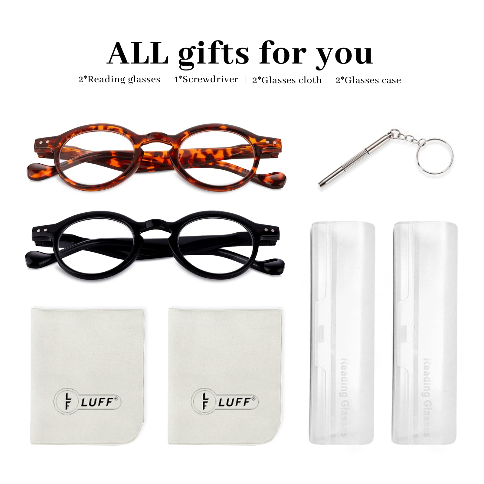 LUFF Ultra Light Reading Glasses Comfortable Ultra Clear Spring Hinge Men Women