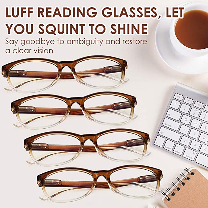 Luff 4 Pairs Blue Light Reading Glasses Luff Glasses 4381