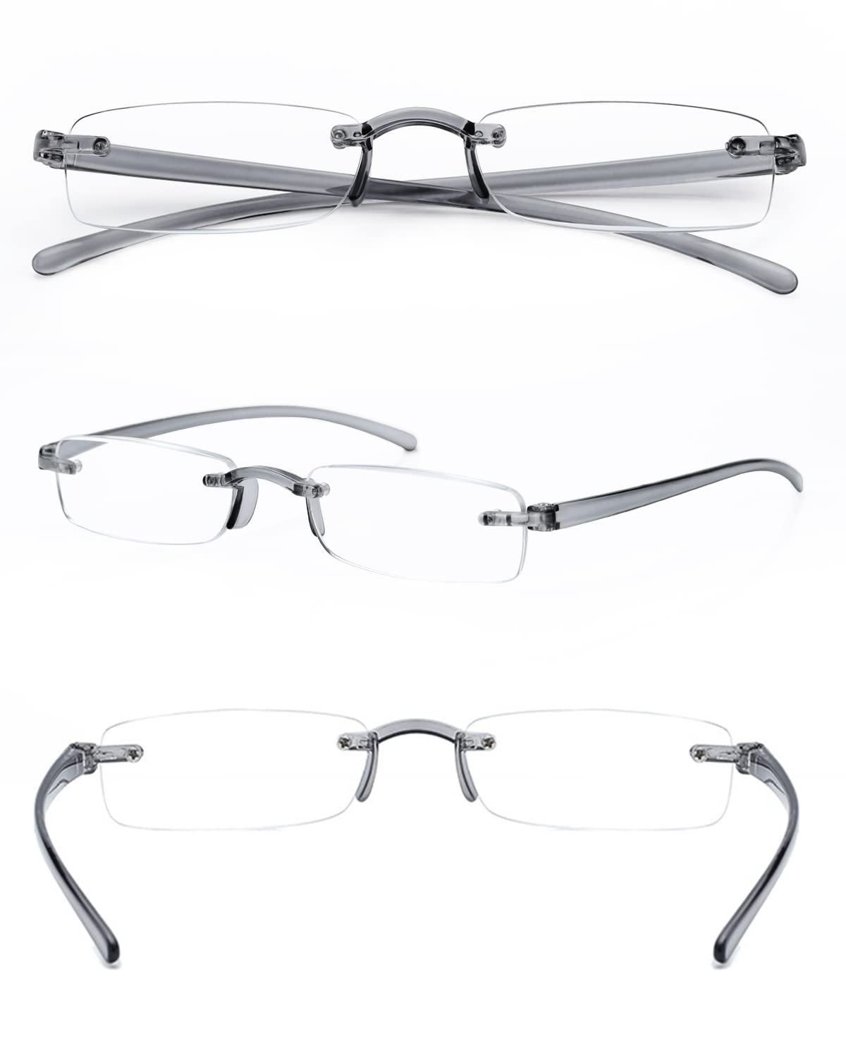 Luff Rimless Reading Glasses For Men Women Lightweight Flexible Tr90