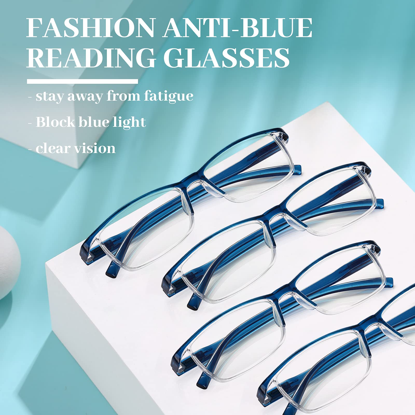 Luff 4pcs Anti Blue Ray Reading Glasses Portable Ultra Light Readers