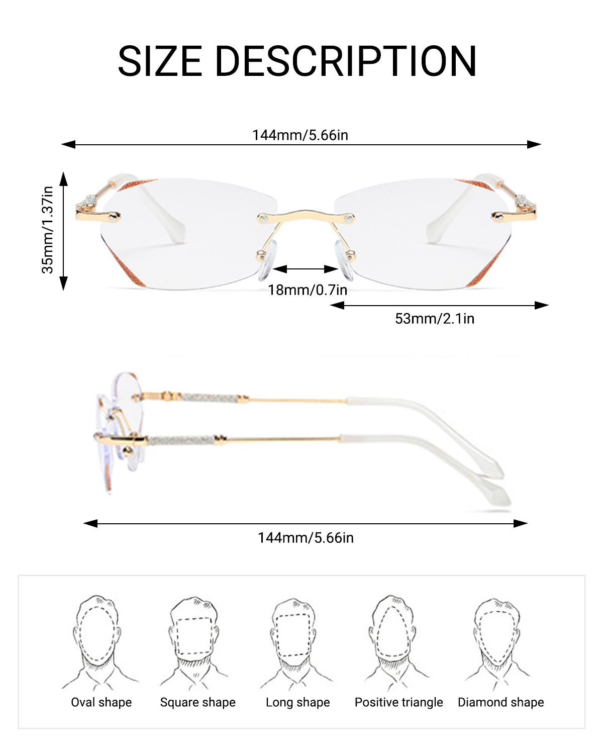 LUFF Rimless Reading Glasses for Women,Fashion Lightweight Anti Blue Light Readers Classic Metal Comfortable Frame glasses