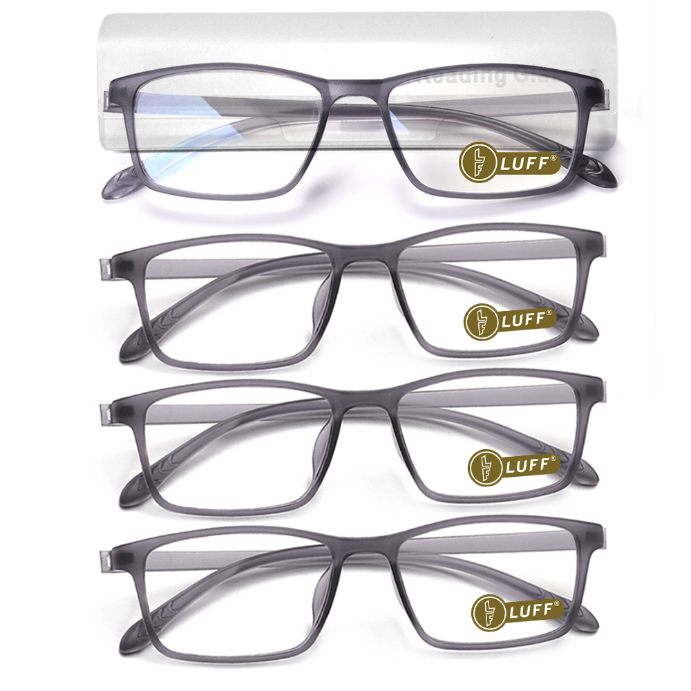 LUFF 4 Pcs Of Reading Glasses That Are Not Afraid Of Pressure Fashionable Resin, Anti-Blue Light, Ultra-Light Reading Glasses, Unisex