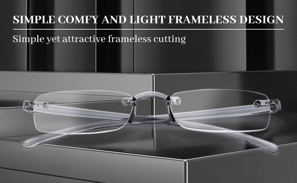 Rimless Reading Glasses Reader Men Women Frameless Magnifying Presbyopic Lightweight HD Eyeglasses