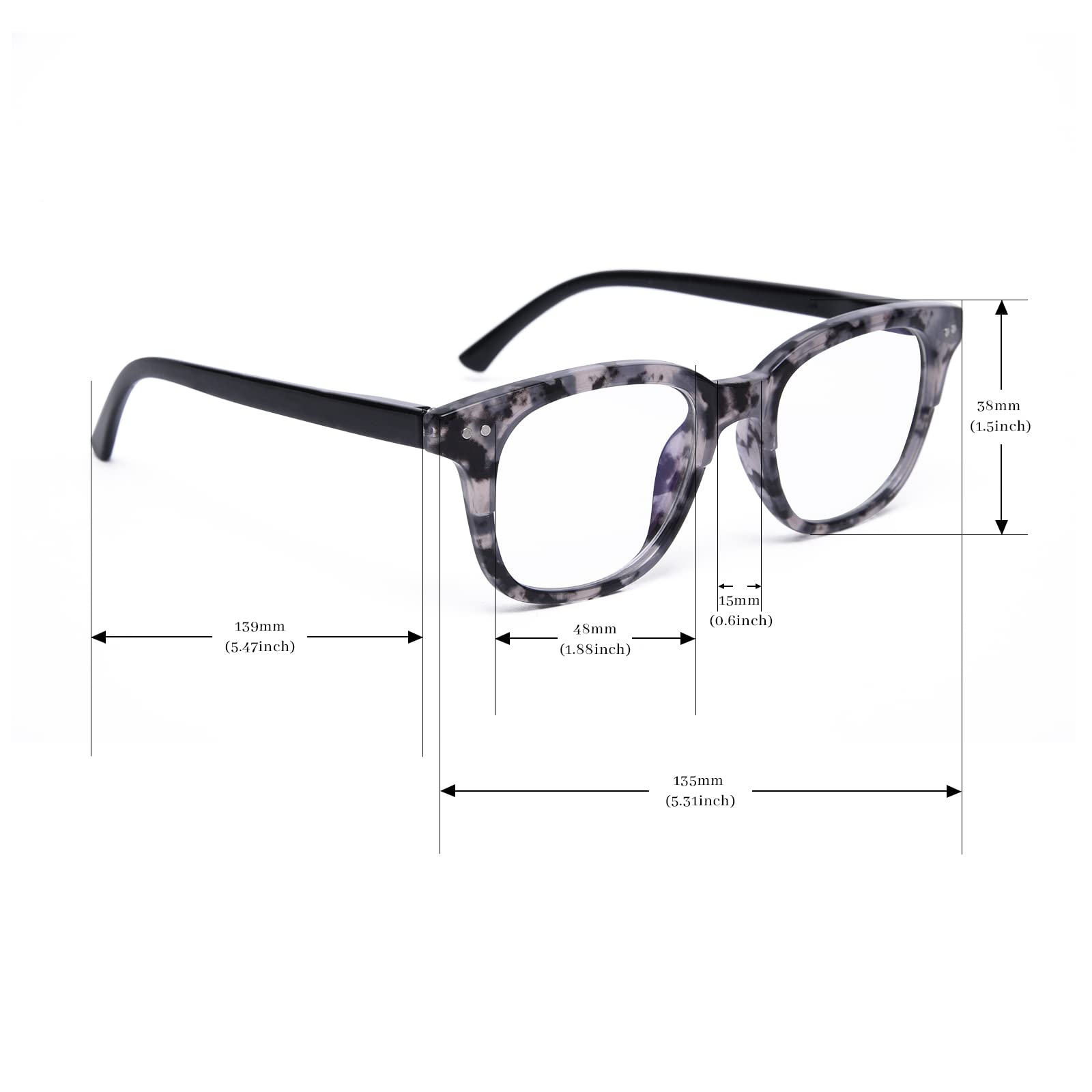LUFF 2Pcs Retro Reading Glasses HD Ultra-clear Comfortable Round Spring Hinges Frame Readers For Women Men