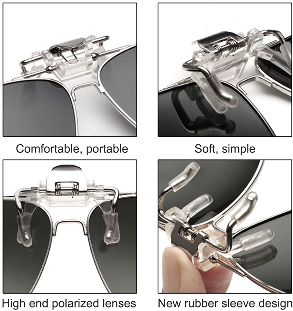 LUFF Polarized Clip-on Sunglasses Mens/Womens Flip-Up Sun Lenses fit Outdoor Sports