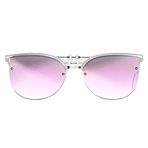 LUFF Polarized Women Clip-On Driving Sunglasses With Flip Up Function-Suitable, Vintage Cat Eye Outdoor Sunglasses for Ladies