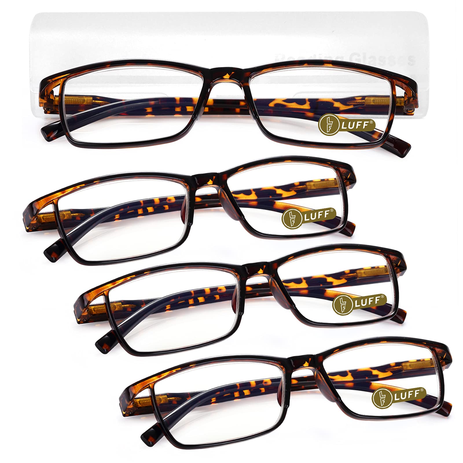 LUFF 4Pcs Anti-Blue-ray Reading Glasses Portable Ultra-Light Readers