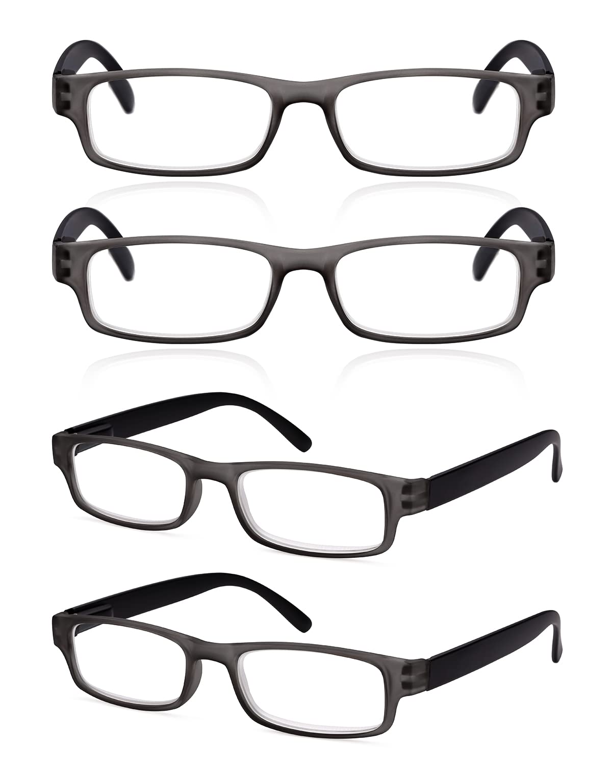 LUFF 4-Pack reading glasses for women men lightweight blue light blocking readers eyeglasses with spring hinge readers