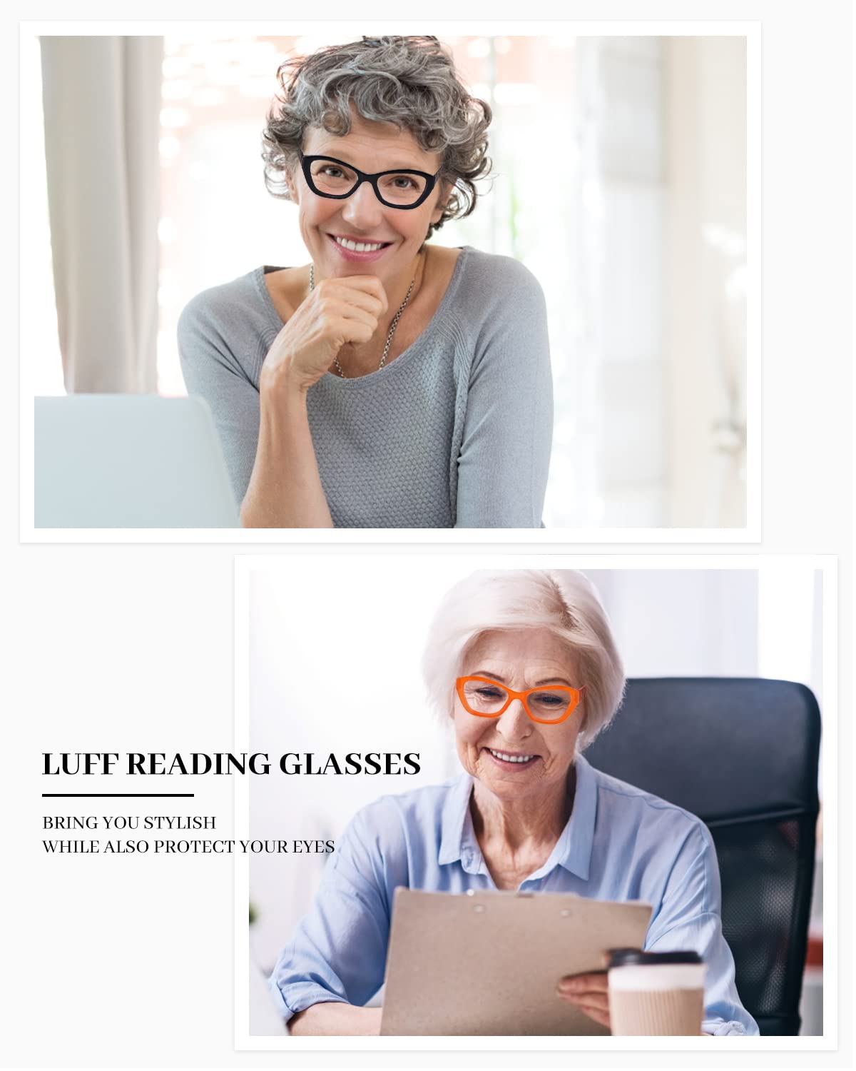 4 Pack Thicker Frame Blue Light Blocking Reading Glasses Women Men –