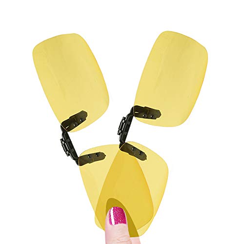 LUFF 2-Pack Clip on Day+Night Vision Polarized Sunglasses,Night Driving Safety