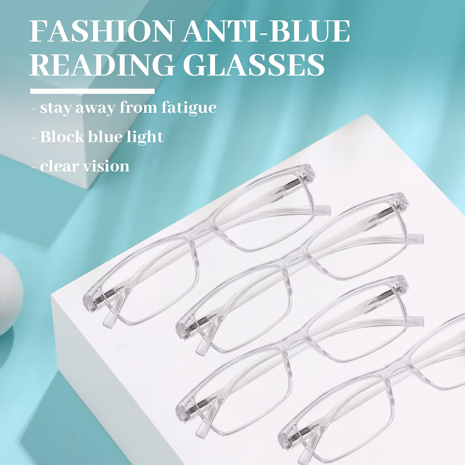LUFF 4Pcs Anti-Blue-ray Reading Glasses Portable Ultra-Light Readers