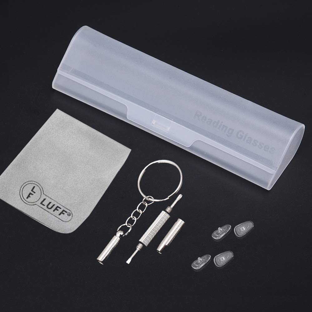 LUFF Rimless Reading Glasses Ultra Light Metal Frame Readers for Men and Women with Spring Hinge