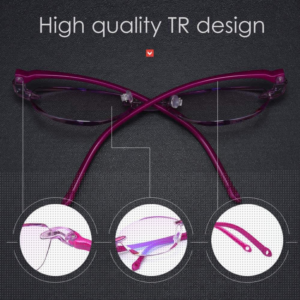 LUFF Reading Glasses Hd Anti-Blue Diamond Cut Edge Frameless Reading Glasses for Womens