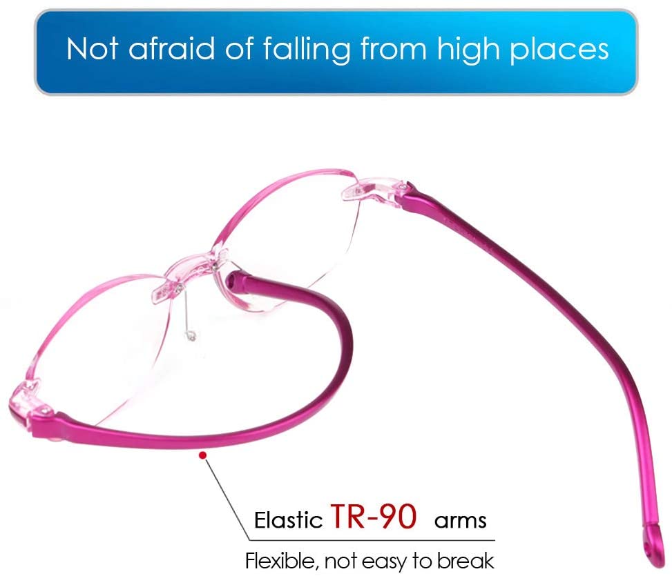 LUFF Reading Glasses Company Home Lightweight Comfortable Readers Value 2 Pack Frameless Diamond Trimming Womens