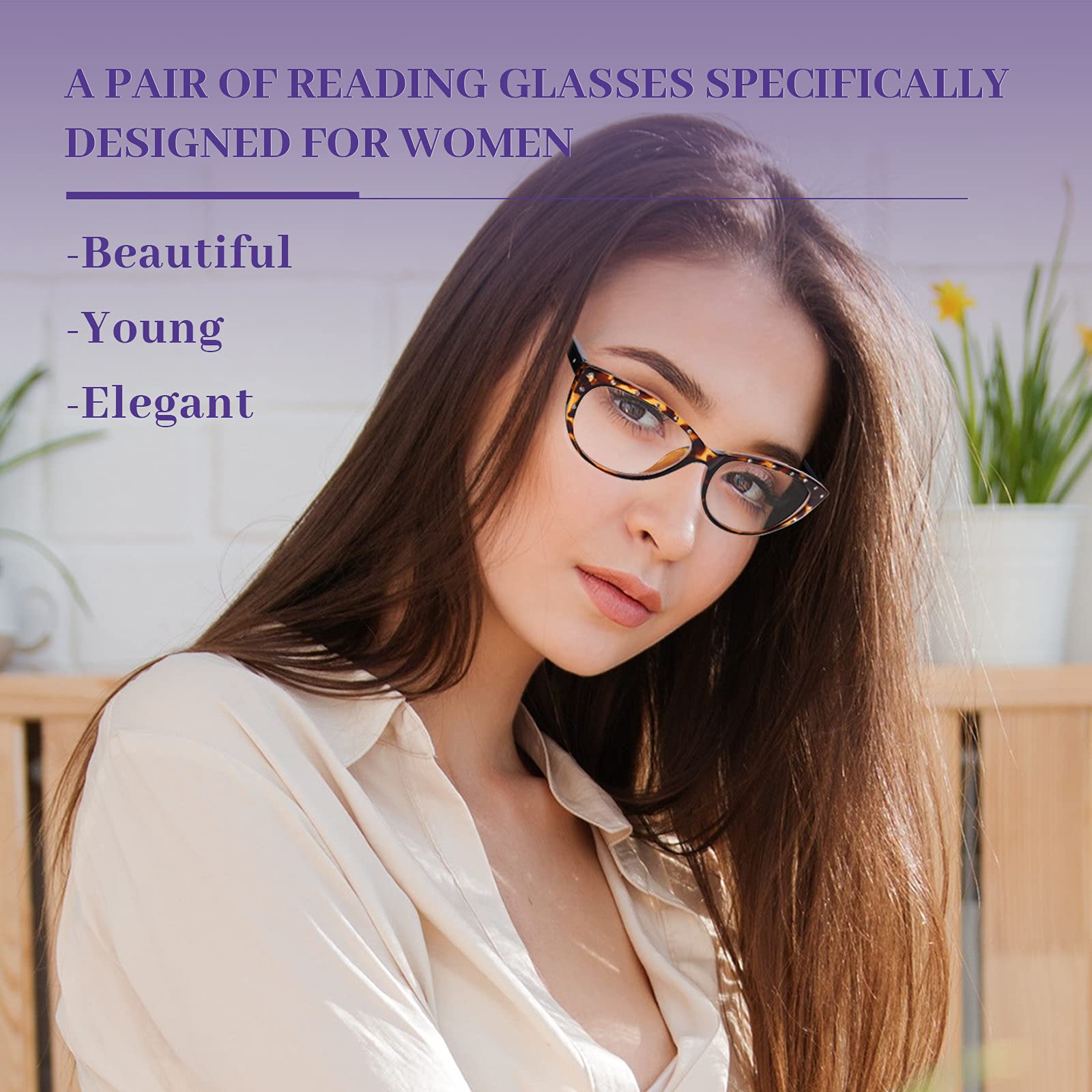 Luff Reading Glasses For Women Blue Light Blocking4 Pairs 4 Color Ele 2742