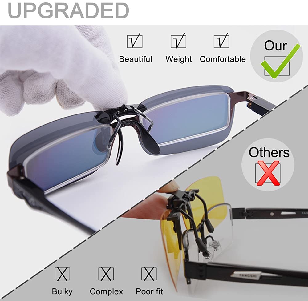Polarized Clip on Sunglasses for Prescription/Myopia Eyeglasses