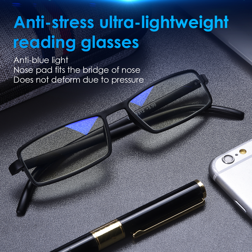 LUFF 4 Pcs Of Reading Glasses Flexible Temples, Anti-Blue Light And Ultra-Light Reading Glasses For Unisex